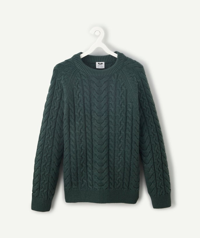   - Boy's knitted sweater in green recycled fibres