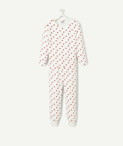 CategoryModel (8821761573006@30866)  - long-sleeved pyjama pants for girls made of soft ecru recycled fibres with red heart print