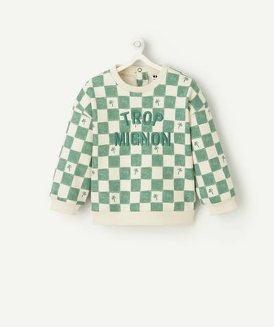 CategoryModel (8824830591118@94)  - Baby boy green plaid sweatshirt with embroidered script