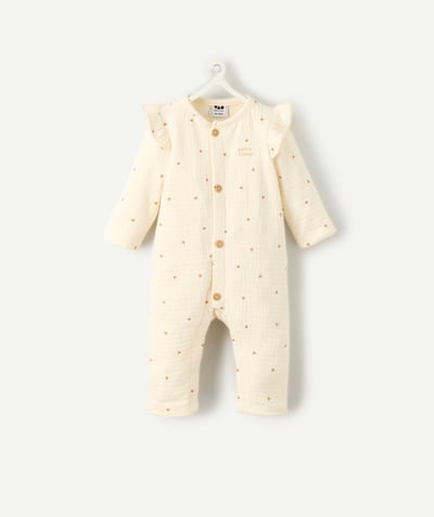 CategoryModel (8821750825102@600)  - Cream baby girl jumpsuit with small hearts and ruffled shoulders