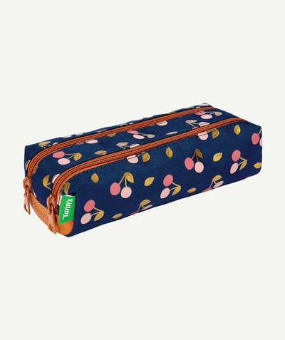 CategoryModel (8821761573006@30518)  - BLUE DOUBLE SCHOOL PENCIL CASE WITH A CHERRY PRINT