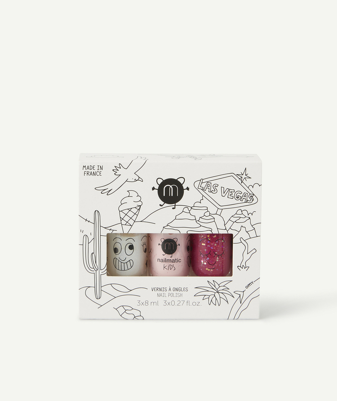   - LOT DE 3 VERNIS À L'EAU ROSE PAILLETÉS FILLE