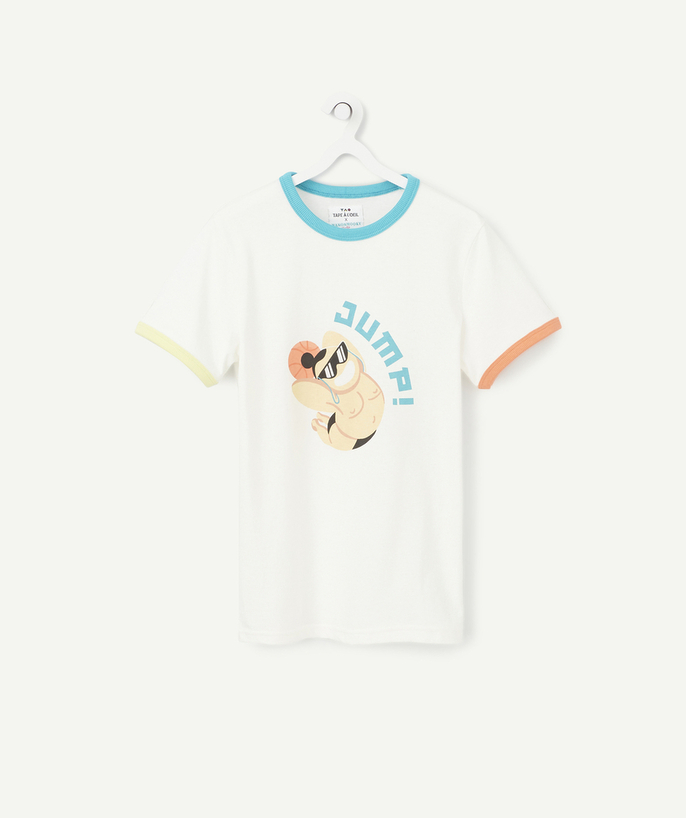   - WHITE T-SHIRT IN ORGANIC COTTON WITH COLOURED DETAILS