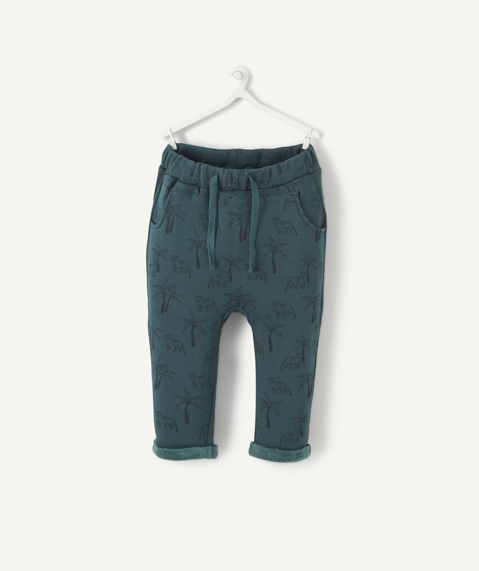   - GREEN PRINTED TROUSERS IN ORGANIC COTTON