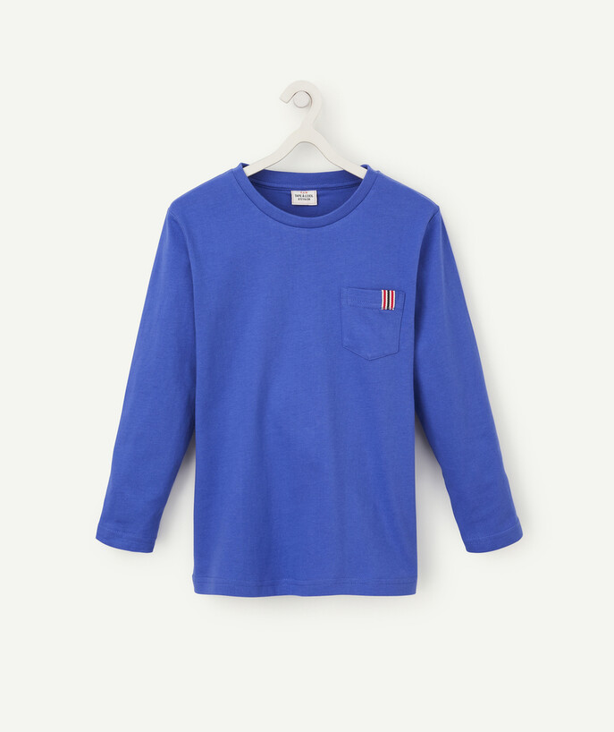   - BLUE T-SHIRT WITH POCKET IN ORGANIC COTTON