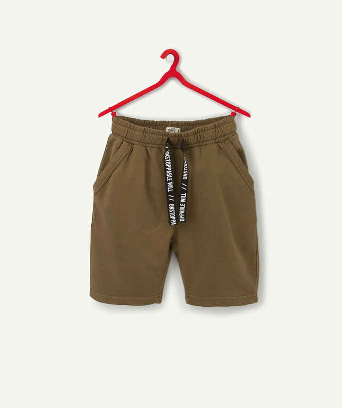   - KHAKI GREEN STRAIGHT SHORTS IN ORGANIC COTTON