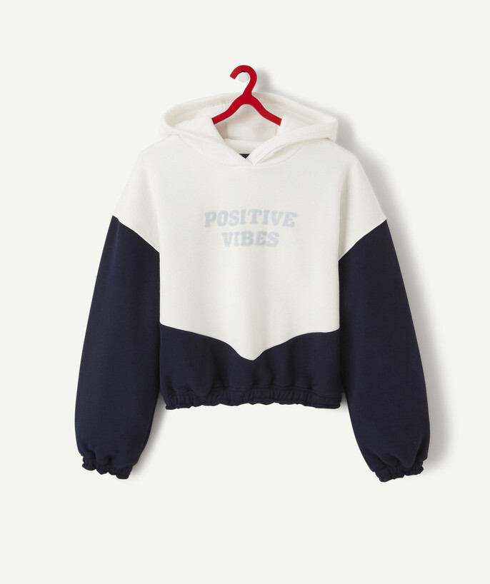   - LE SWEAT BICOLORE AVEC MESSAGE FEUTRINE EN COTON BIOLOGIQUE