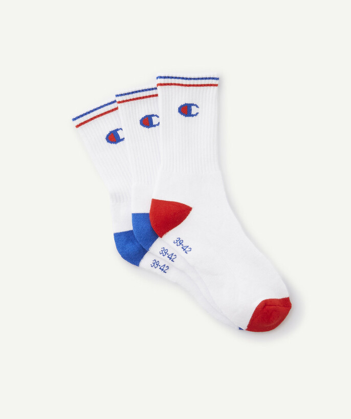   - THREE PAIRS OF TRICOLOURED ANKLE SOCKS