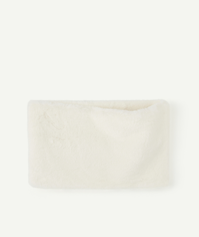   - GIRLS' WHITE FURRY SNOOD IN RECYCLED FIBRES