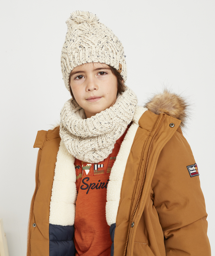   - BOYS' GREY SPECKLED KNIT SNOOD IN RECYCLED FIBRES