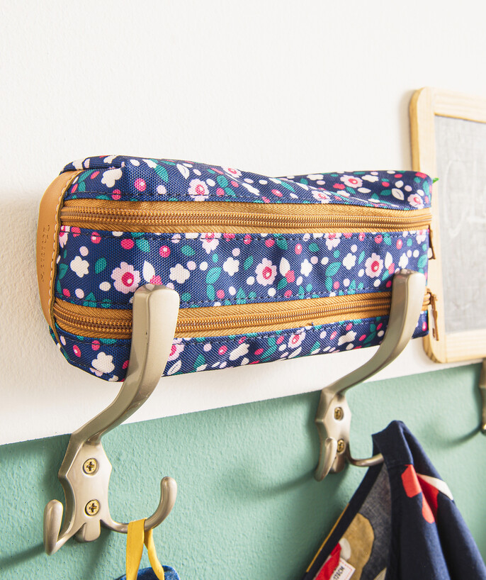   - BLUE AND FLOWERY DOUBLE SCHOOL PENCIL CASE