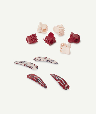 CategoryModel (8821758361742@10096)  - SET OF HAIR SLIDES AND CLIPS IN PINK AND BURGUNDY