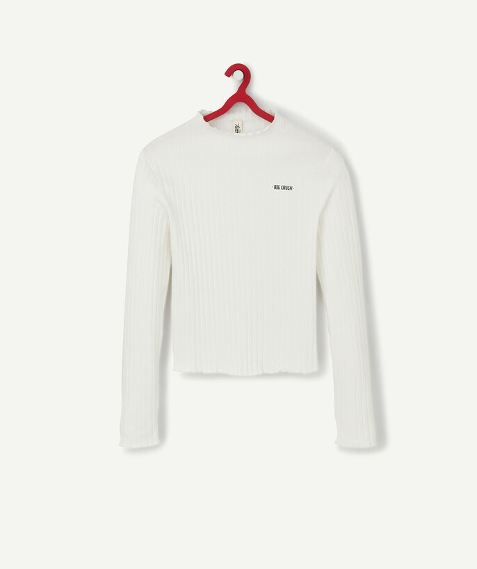   - LONG-SLEEVED WHITE T-SHIRT IN A LACY KNIT