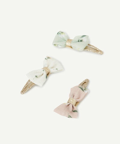 CategoryModel (8821753381006@482)  - SET OF THREE GOLD COLOR BOW AND PASTEL HAIR CLIPS