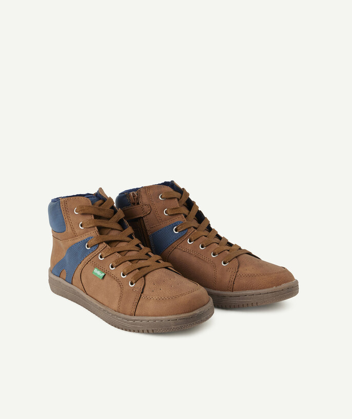   - HIGH TOP BROWN AND BLUE LEATHER ANKLE BOOTS