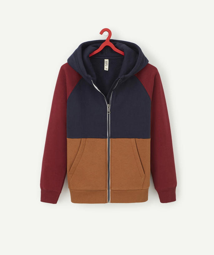   - BOYS' TRICOLOURED ZIPPED HOODIE IN RECYCLED FIBERS