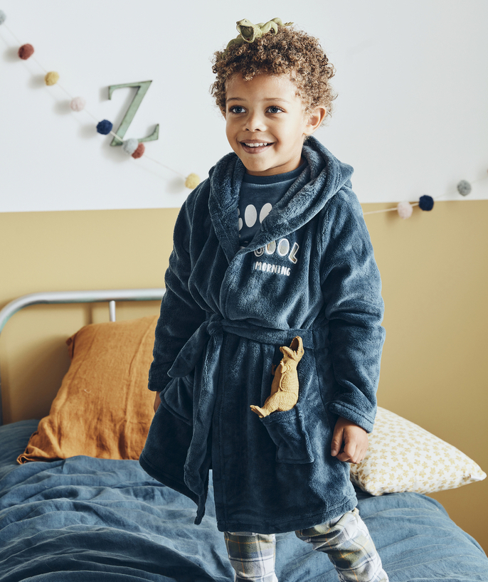   - BOYS' NAVY BLUE POLAR FLEECE DRESSING GOWN