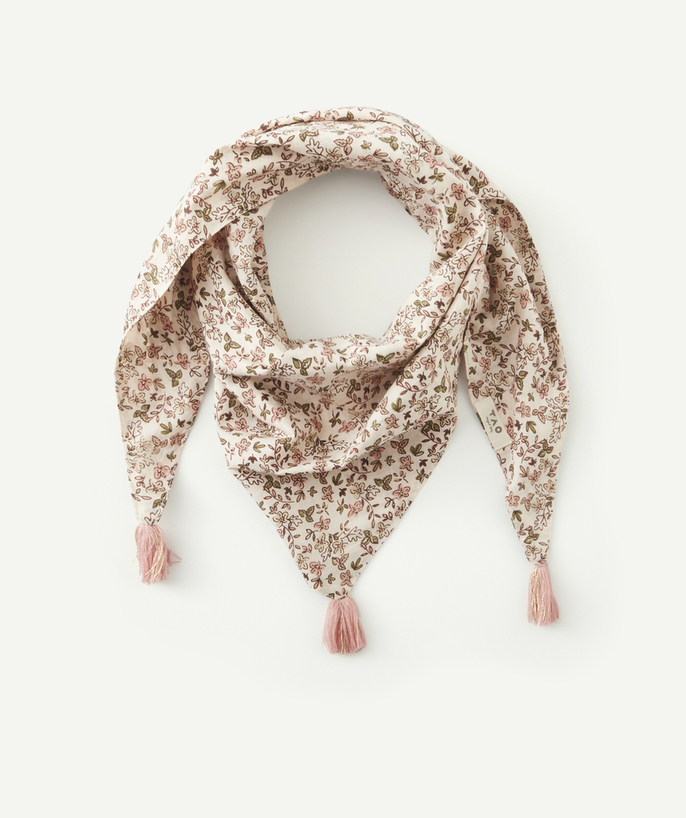   - FOULARD BÉBÉ FILLE FORME TRIANGULAIRE IMPRIMÉ FLEURI 