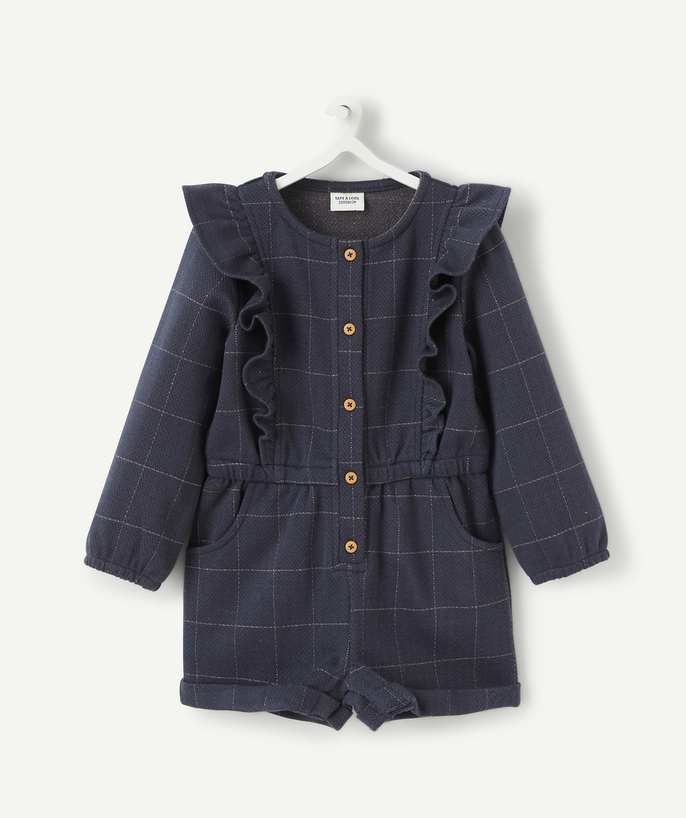   - BABY GIRLS' BLUE CHECKED PLAYSUIT WITH RUFFLES