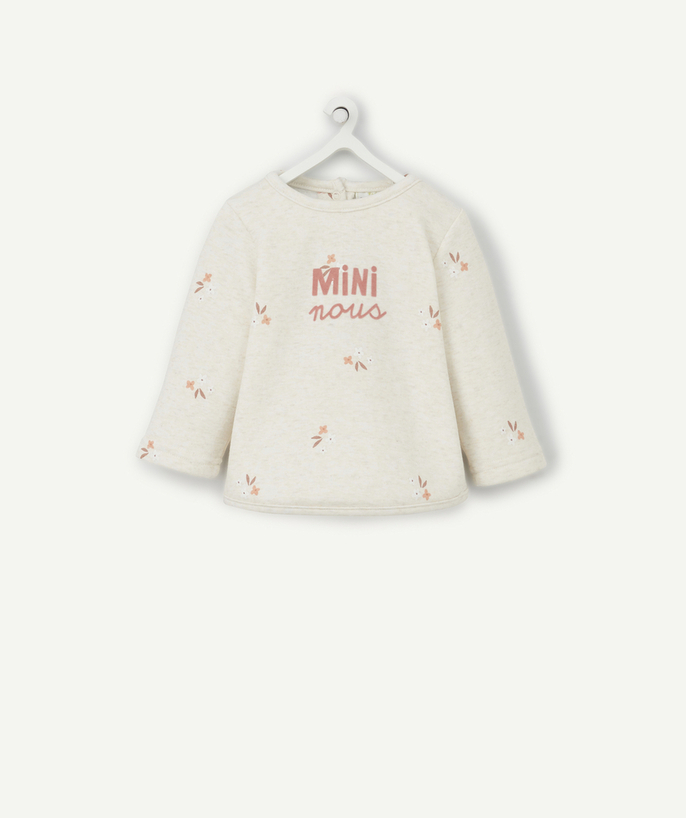   - BABIES' SWEATSHIRT IN RECYCLED FIBRES WITH A FLOWER PRINT