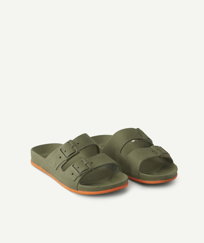   - SANDALES KAKI AVEC DÉTAILS ORANGE ENFANT