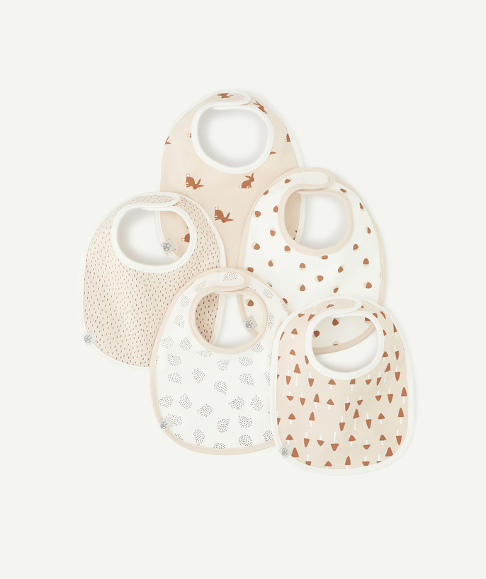   - SET OF 5 ORGANIC COTTON RABBIT BABY BIBS