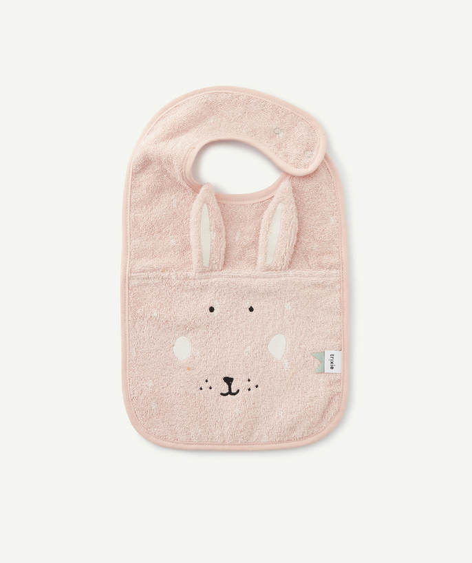   - PINK RABBIT BABY BIB IN ORGANIC COTTON