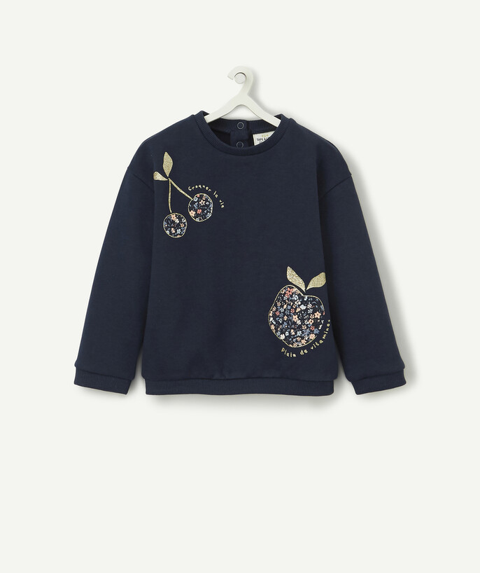   - NAVY BLUE FRUIT DESIGN SWEATSHIRT IN ORGANIC COTTON