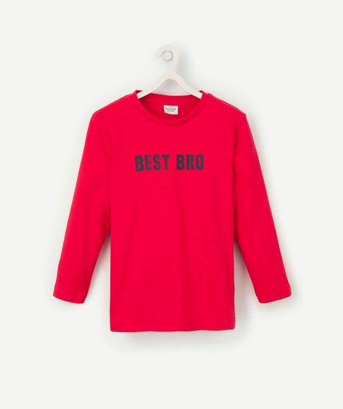   - RED T-SHIRT WITH MESSAGE IN ORGANIC COTTON