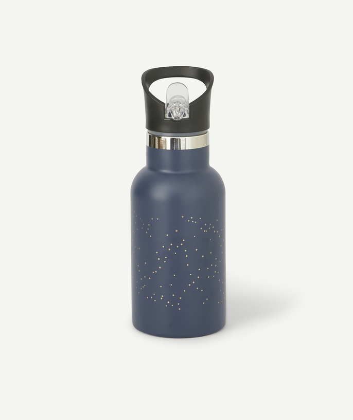   - CHILD'S MIDNIGHT BLUE WITH GOLD COLOR POLKA DOTS 350ML FLASK