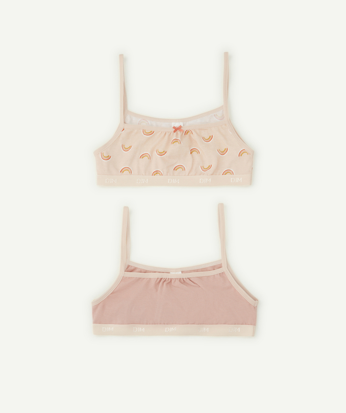   - LE LOT DE 2 BRASSIÈRES ROSES AVEC ARC-EN-CIEL EN COTON STRETCH