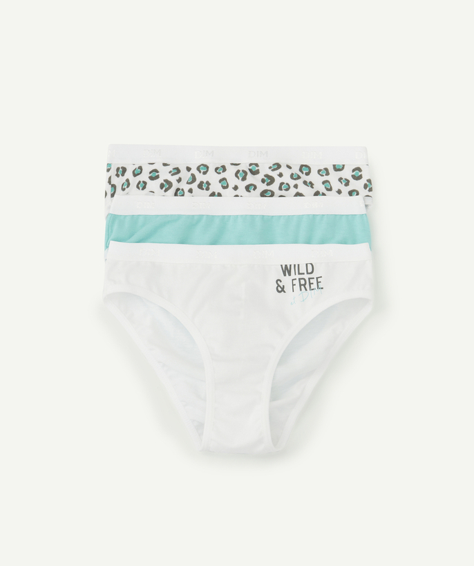   - SET OF 3 MINT AND LEOPARD BRIEFS IN STRETCH COTTON