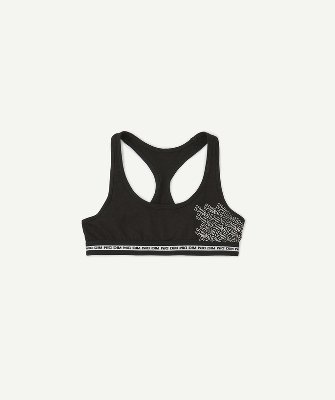   - BLACK BRA WITH SILVER COLOR LOGO IN STRETCH COTTON