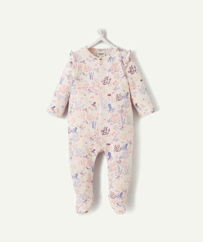   - PINK ORGANIC COTTON SLEEP SUIT WITH A SEABED DESIGN