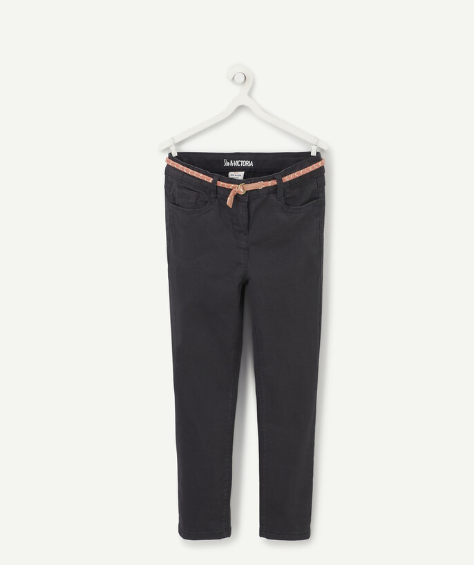   - SIZE+ SLIM BLACK TROUSERS WITH A PINK PLAITED BELT