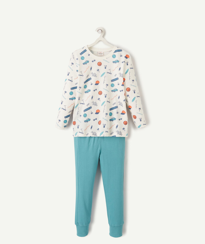   - BLUE AND WHITE PYJAMAS ORGANIC COTTON WITH A FUN DESIGN