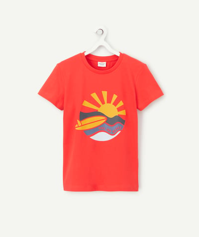 CategoryModel (8824503009422@13)  - BOYS' T-SHIRT IN RED ORGANIC COTTON WITH A SURF THEME