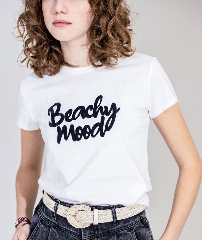   - WHITE ORGANIC COTTON T-SHIRT WITH MESSAGE