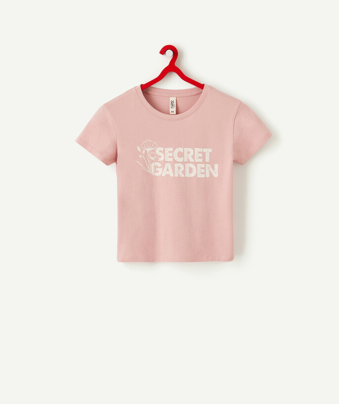   - PINK T-SHIRT WITH MESSAGE IN ORGANIC COTTON