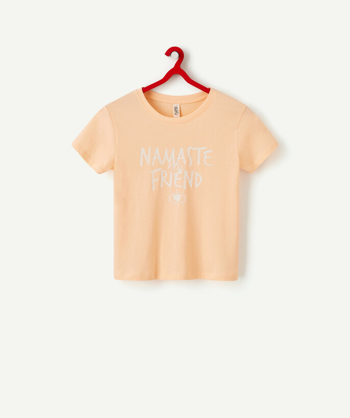   - THE PASTEL PEACH T-SHIRT WITH MESSAGE IN ORGANIC COTTON