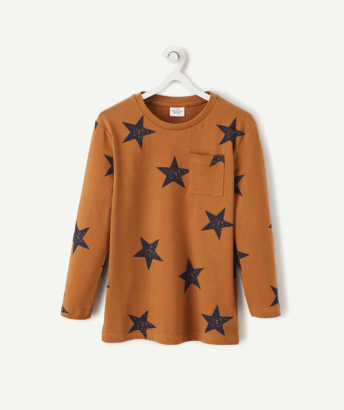   - BROWN T-SHIRT WITH STARS