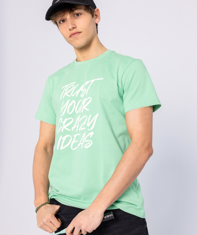   - LE T-SHIRT VERT MENTHE EN COTON BIOLOGIQUE AVEC MESSAGE