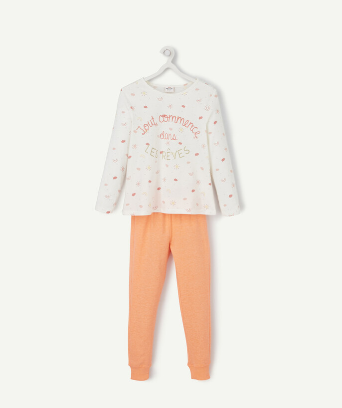   - WHITE AND ORANGE RECYCLED FIBRE PYJAMAS