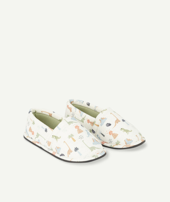   - GREY SLIPPERS WITH DINOSAUR ARTWORK