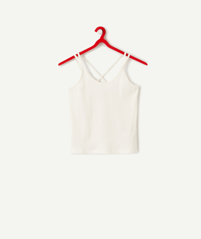   - WHITE ORGANIC COTTON T-SHIRT WITH CROSSOVER STRAPS