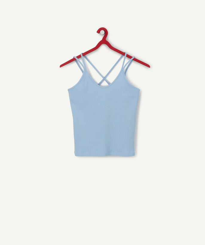   - THE BLUE T-SHIRT IN ORGANIC COTTON WITH CROSSED STRAPS