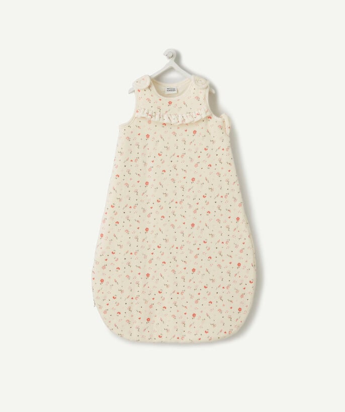   - CREAM FLOWER-PRINT BABY SLEEPING BAG IN RECYCLED PADDING