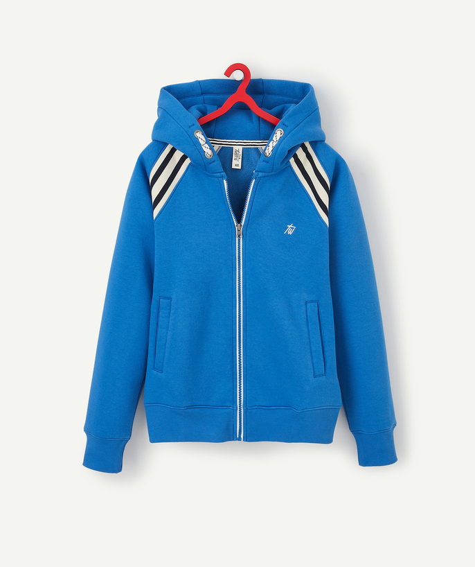   - BLUE ZIPPED HOODED SWEATSHIRT