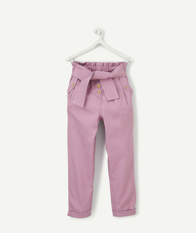   - VIOLET CARROT-TOP TROUSERS WITH A BOW AND SPARKLING BUTTONS