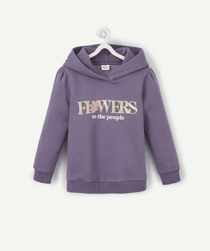   - VIOLET HOODED SWEATSHIRT WITH AN EMBROIDERED MESSAGE